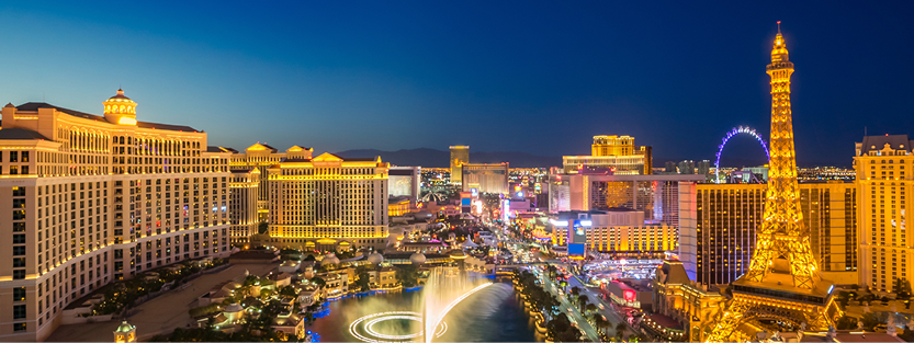 Night time cityscape view of Las Vegas